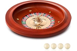 Lunmon Wooden Roulette Wheel, 11 Inch Solid Wood Casino Roulette Wheels with 4 Balls for Adults, Casino Grade Precision Bearings Smooth Rotating for Home Game Night Party