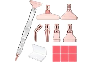 Heyseri 14PCS Diamond Painting Accessories Tools Set, Exquisite Stainless Steel Metal Tips,Ergonomic Art Drill Pen and 6 Glue Clay,Comfort Grip (14PCS-White Pen+Rose Gold)
