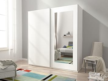 Mia 8 Sliding 2 Door Mirrored Wardrobe In Matt Modern Design 150cm