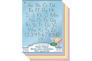 Pacon PAC74733 Chart Tablet, Manuscript Cover, Assorted 5 Colors Inside, 1-1/2" Ruled, 24" x 32", 25 Sheets
