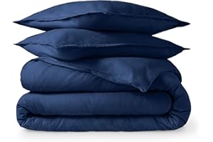 Bare Home Flannel Duvet Cover Set - King/California King - 100% Cotton, Velvety Soft Heavyweight Premium Flannel, Double Brushed - Includes Sham Pillow Covers (King/Cal King, Dark Blue)