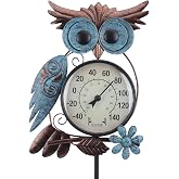 MUMTOP Outdoor Thermometer, Owl Outside Decor for Patio, Yard and Garden | No Battery Needed Garden Stake Wall Art Gifts Idea Waterproof
