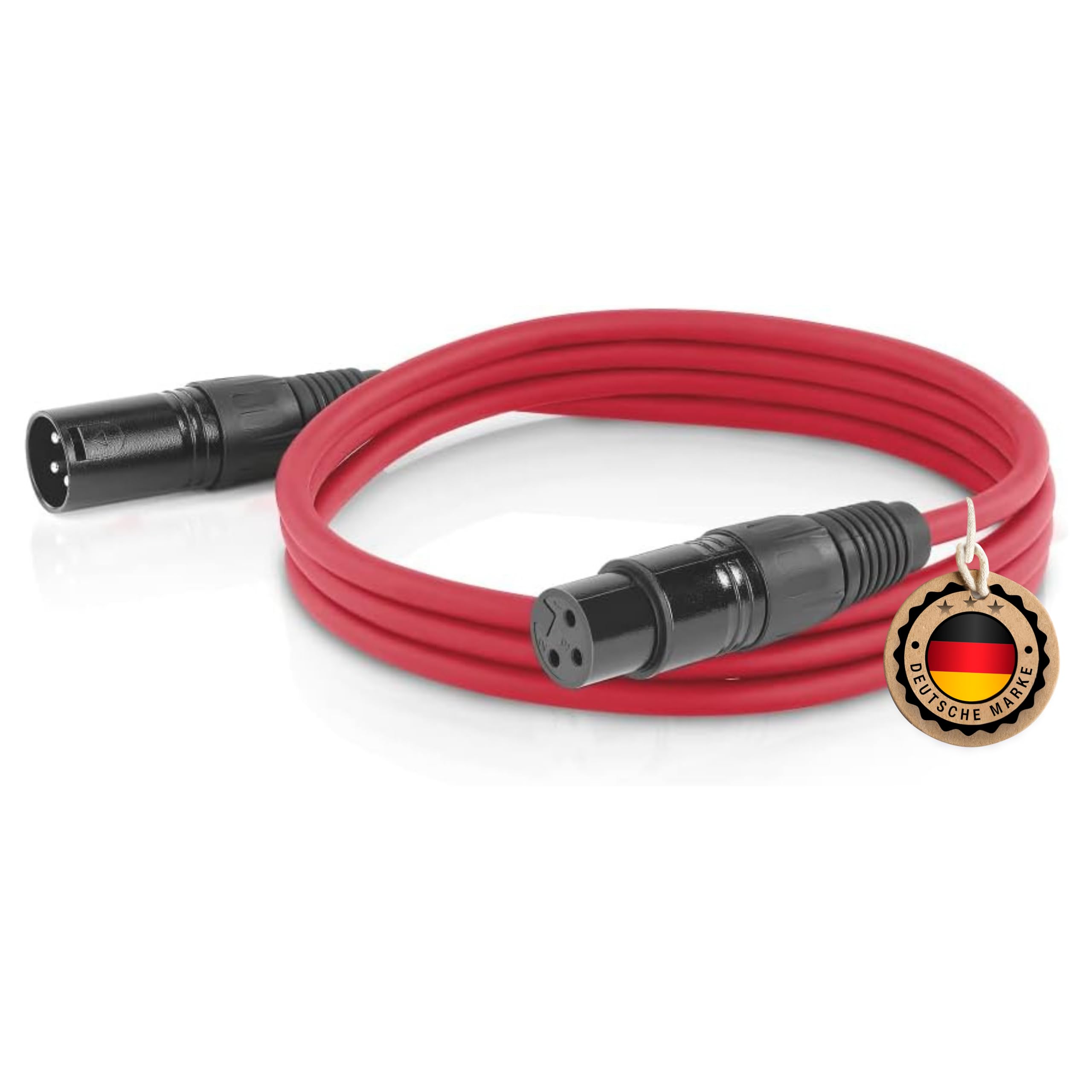 ETEC, XLR Cable Microphone Male to Female Extension Red 10.0 m