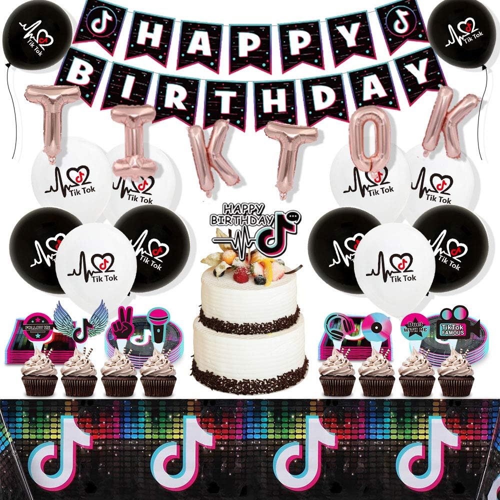 Birthday Parties Social Tik Tok Party Decorations Social Gatherings Tik Tok Happy Birthday Cake Topper 13 Pcs Tik Tok Photo Propsfor Music Party Decorations Party Supplies Toys Games Thepodsatstreamvale Com