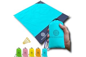 ECCOSOPHY 60x55" Blue Waterproof Compact Pocket Beach Blanket