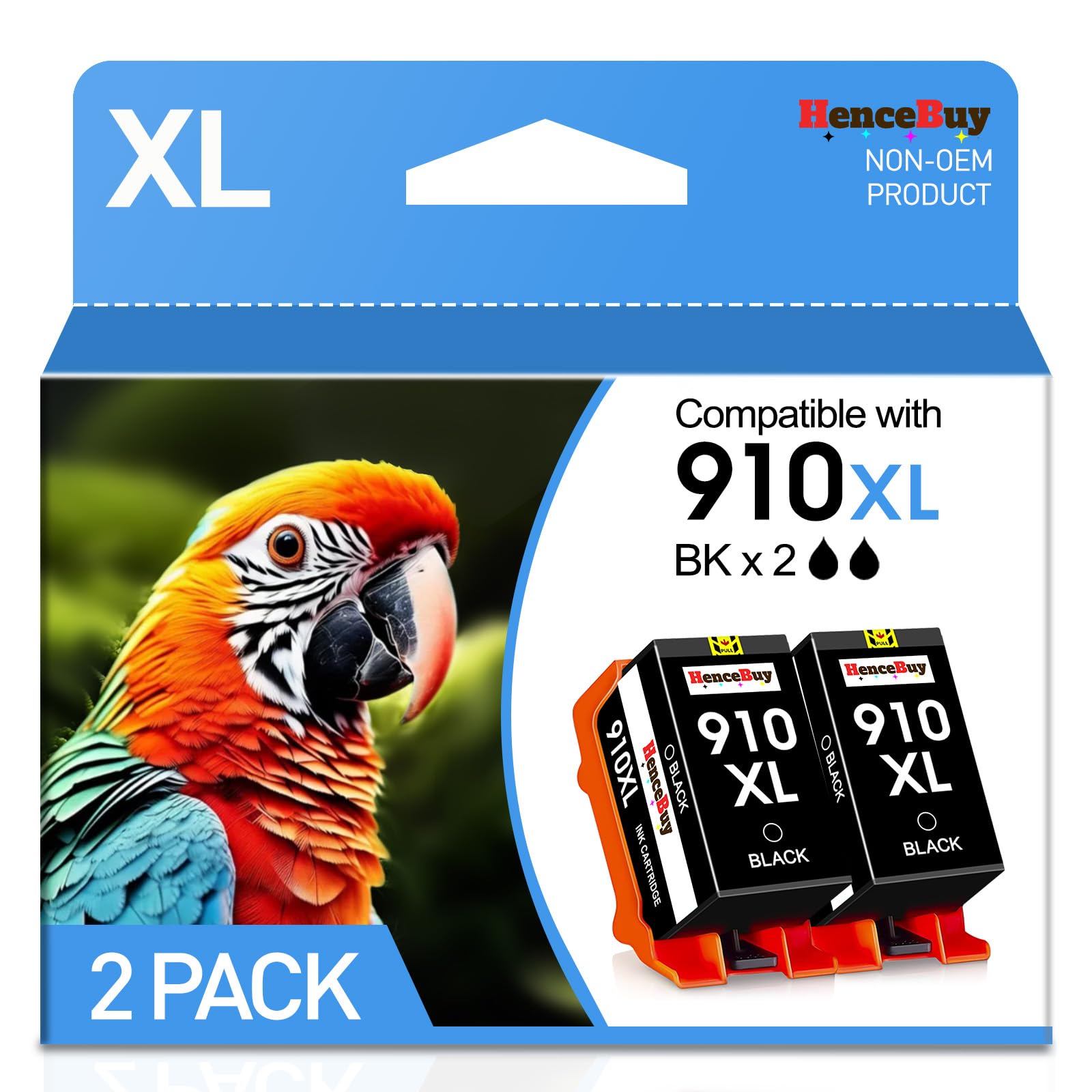 Photo 1 of HenceBuy 910XL Black Ink Cartridges for HP Printers Compatible for HP 910XL Ink Cartridges Combo Pack Work with HP OfficeJet Pro 8020 8025 8028 8035 8030 OfficeJet 8010 8022 8015 8018 Printer-2 Black