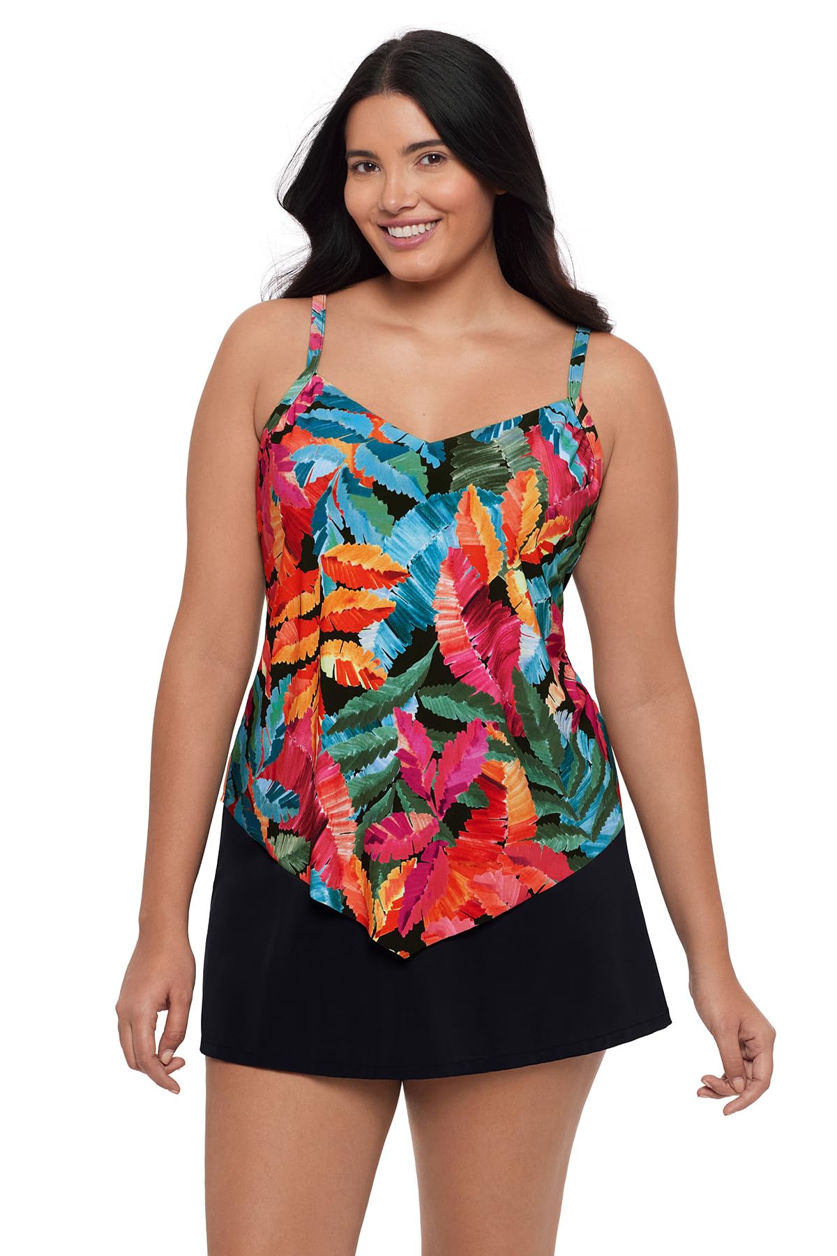 TrimShaper Women’s Standard Hank Swim Tankini Top, Vintage Jungle