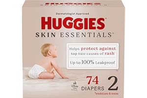 Huggies Size 2 Diapers, Skin Essentials Baby Diapers, Size 2 (12-18 lbs), 74 Count, Packaging May Vary