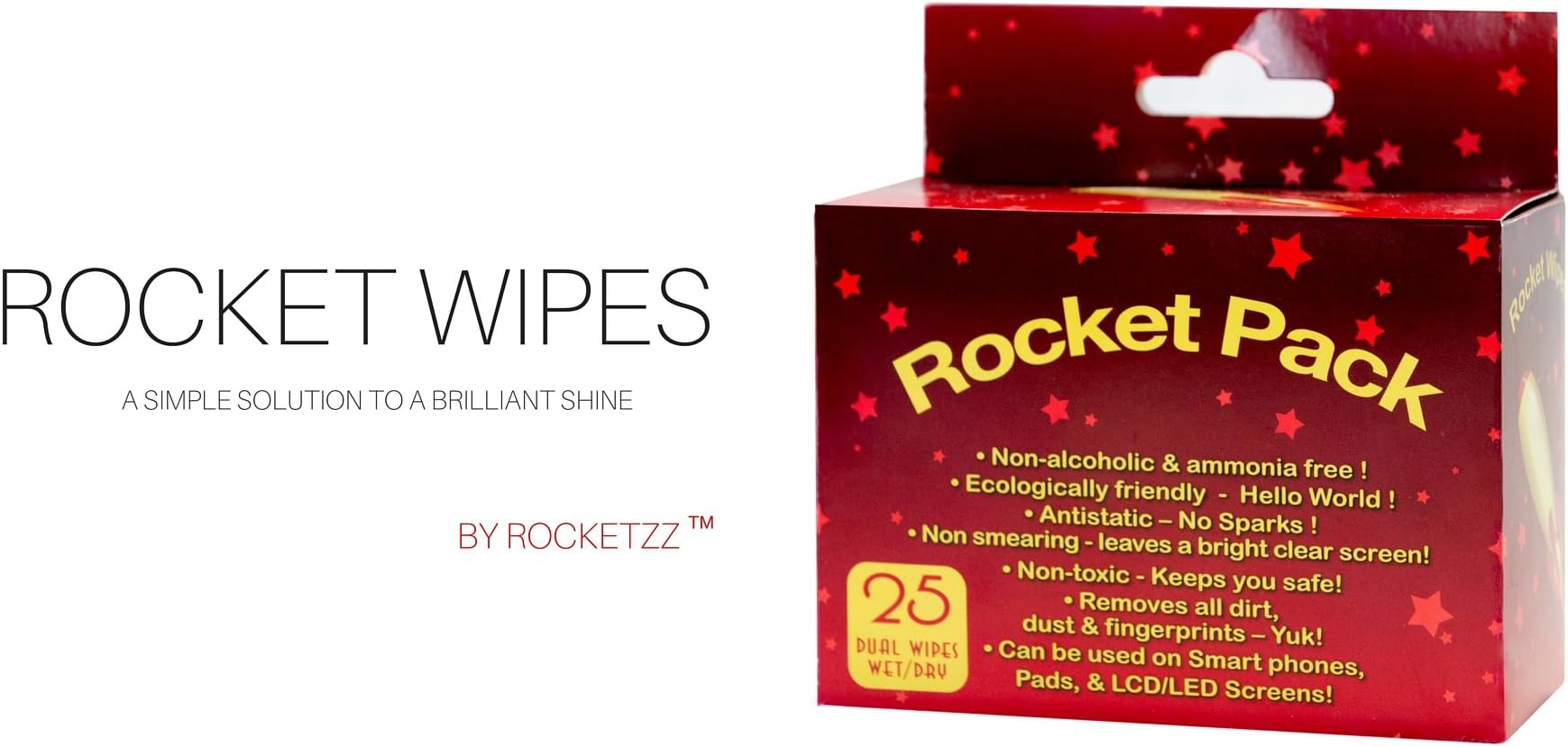 SALE - Rocket Wipes Convenient Screen Cleaning Wipes 2x25 Pack