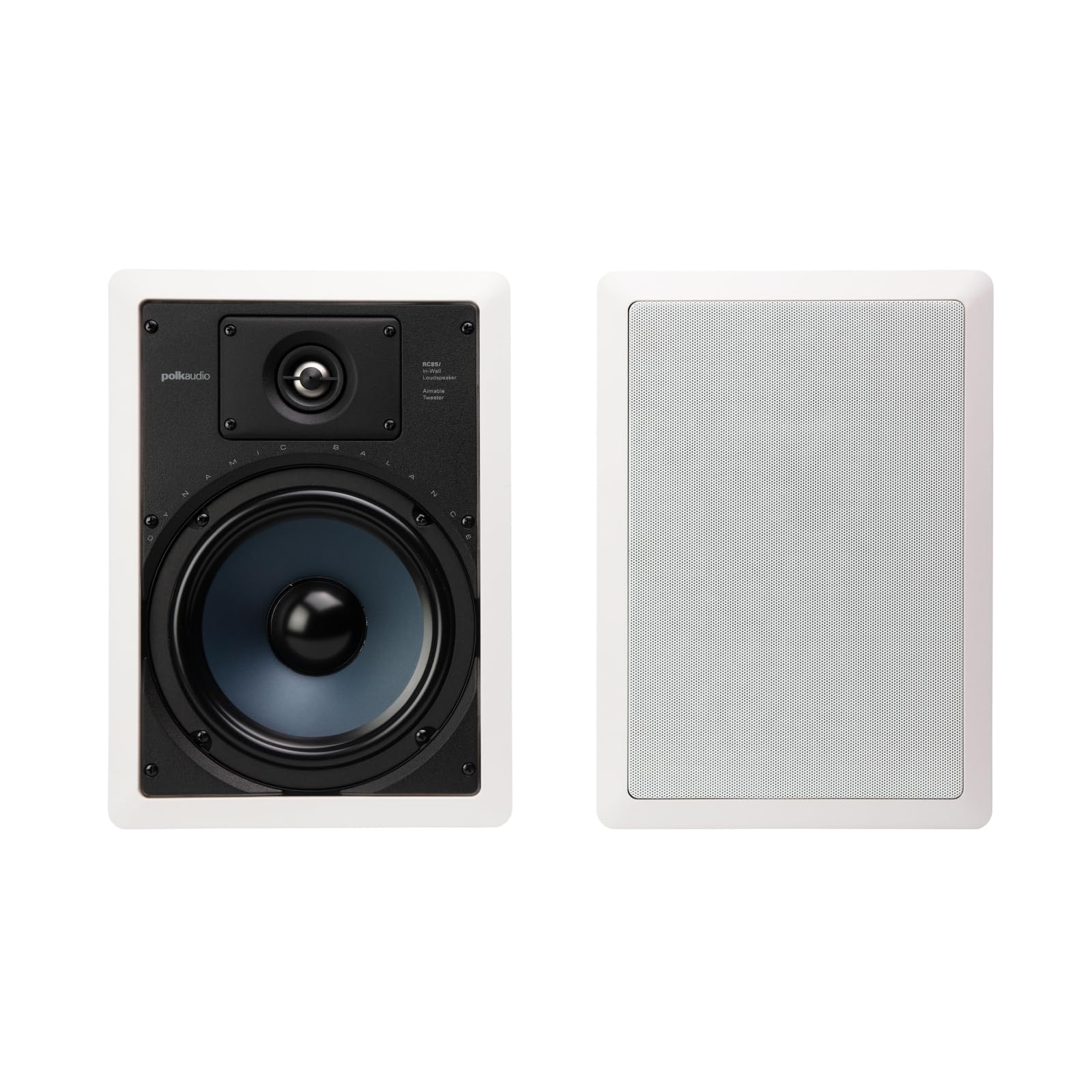 Polk Audio RC85i 2-Way Premium in-Wall 8" Rectangular Speakers, Set of 2 Perfect for Damp and Humid Indoor Placement - Bath, Kitchen, Covered Porches (White, Paintable Grille)