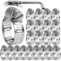 DERNORD 20 Pack Hose Clamps - 304 Stainless Steel Adjustable Clamps For Plumbing, Auto & Marine Use