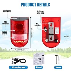 Qualirey Solar Sound and Light Alarm Motion Sensor