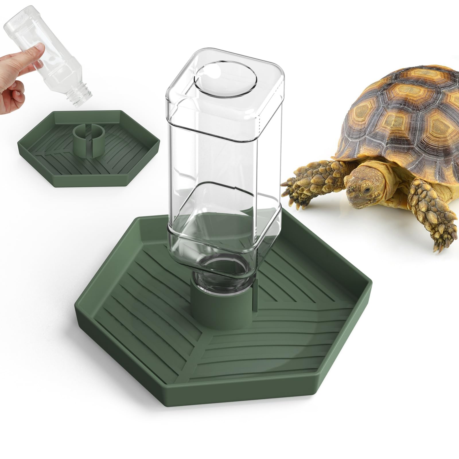 Photo 1 of Reptile Water Dispenser-7.5 oz(250ml) Bearded Dragon Water Bowl - Small Water Dish for Tortoise - Bowls for Reptiles & Amphibians (L)
