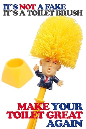 Donald Trump Klobürste gelb, Original Donald Brush, WC Bürste, Toilettenbürste, Scherzartikel, Make Your Toilet Great Again, 