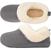 FamilyFairy Women's Warm Bootie Slippers Winter Cozy House Shoes Non Slip Indoor Outdoor with Fuzzy Collar