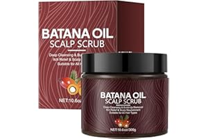 GUOYAOLIFU Scalp Scrub with Batana Oil, 2-in-1 Shampoo Scalp Exfoliator for Hair Treatment, Includes Silicone Scalp Massager, Removes Buildup & Dandruff, 10.6oz