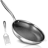 USELUCK 8 Inch Nonstick Frying Pan, Stainless Steel Skillet with Honeycomb Surface, Induction Compatible, Oven & Dishwasher Safe, PFAS-Free Cookware