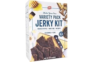 PS Seasoning Jerky Seasoning and Cure Kit (Variety Pack) - Includes Cracked Pepper & Garlic, Honey BBQ, Mesquite - Wild Game Hunters - Jerky Cure - Dehydrated - Beef, Turkey, Venison - DIY