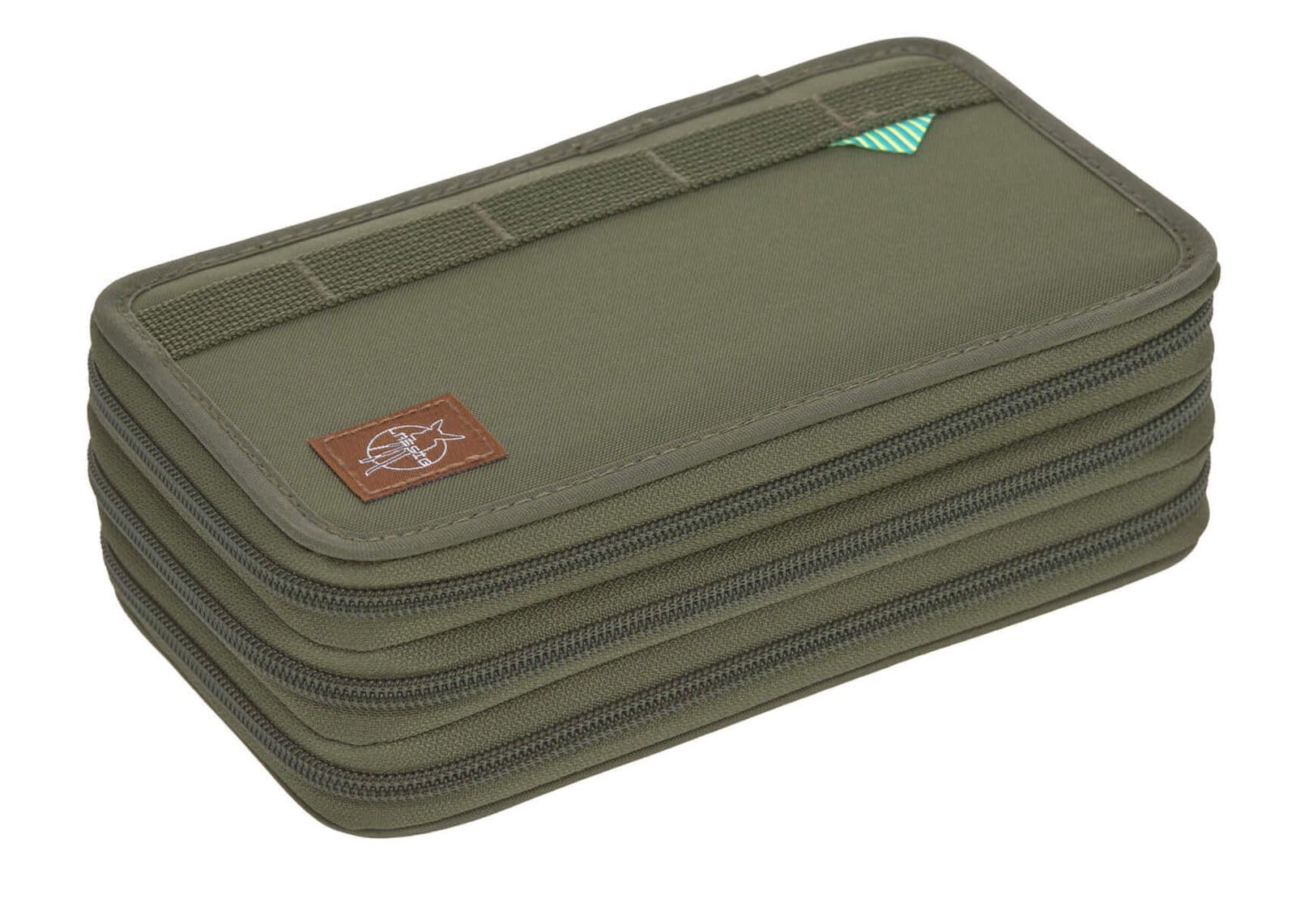 LÄSSIG School Triple Pencil Case Filled 20 Pieces Unique Olive