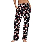 ALISISTER Christmas Pajama Pants for Women Print Pj Bottoms Drawstring with Pockets S-XXL