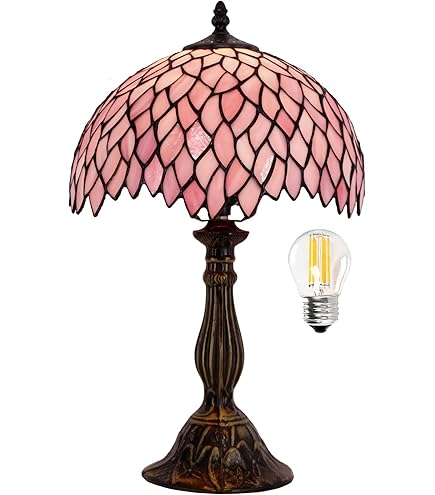 WERFACTORY Tiffany Floor Lamp Pink Wisteria Stained Glass
