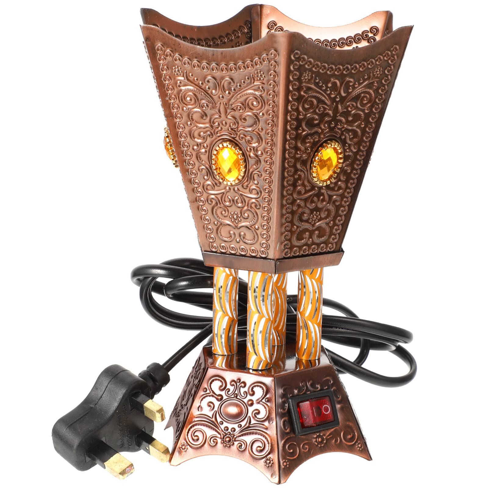 SEWACC Arabian Incense Burner Bakhoor Electric Incense Burner Desktop Plug in Metal Censer Burner for Home Office Yoga Room Decor (Copper, UK Plug)