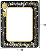 YAAVAAW Happy Birthday Inflatable Selfie Frame Giant Photo Booth Black Gold view 2