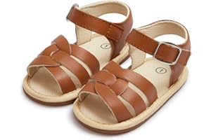 Sawimlgy Baby Girls Boys Sandals Summer Flowers Shoe Rubber Sole PU Leather Mesh Infant Toddler First Walkers Princess Dress Outdoor Shoes