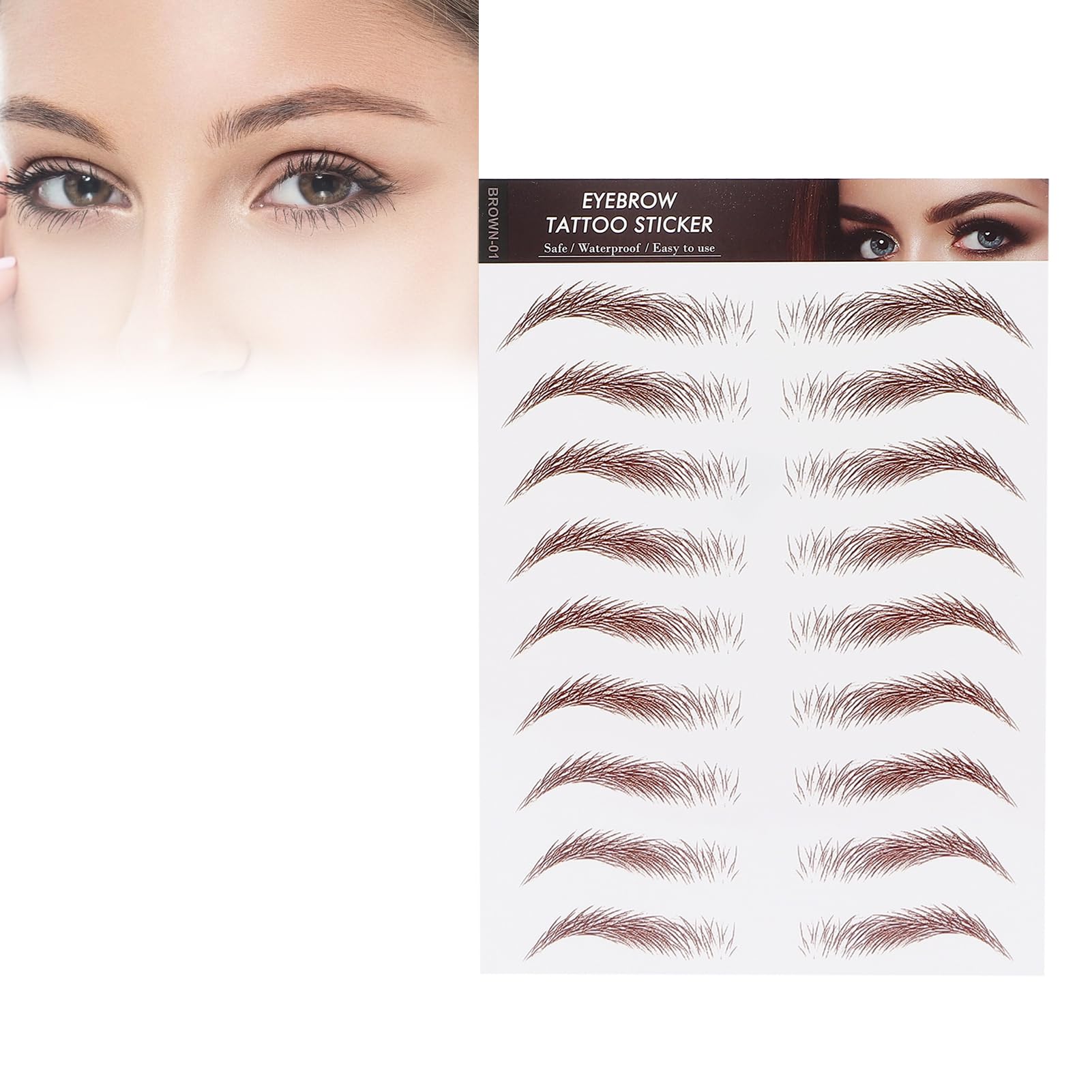 Eyebrow Tattoos Stickers Professional Waterproof Eyebrow Grooming Shaping Tattoo Sticker Eyebrow Transfer Sticker for Women(BROWN-01)