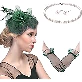 Magibag Fascinators Hats with Gloves Set for Women 20s 50s Cocktail Tea Party Wedding Costume Headwear