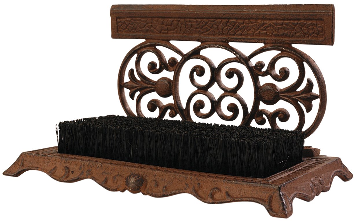 Fallen Fruits Cast Iron Shoe Scraper with Brush - Brown