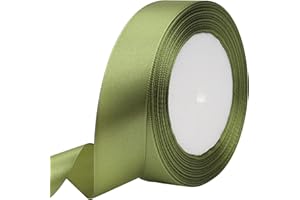 RIUNBB Olive Green Solid Satin Ribbon 1 Inch 25 Yards Solid Polyester Fabric Ribbon for Gift Wrapping Wedding Christmas Baby Shower Birthday Party Decoration Handmade Immortal Flower Craft