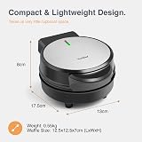 VonShef Mini Waffle Maker 600W 12.5cm Non-Stick Plates Black view 6