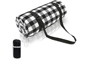 Powermach 59”x 79”,79”x 79”,Extra Large 79”x 118”,118”x 118” Fringe Tassels Plaid Picnic Blanket - Waterproof, Foldable,Perfect for Camping, Park, Beach