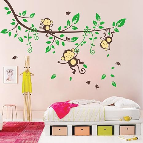 Wandaufkleber Dschungel Affenbaum Kinder Baby Kinderzimmer Wandaufkleber Wandbild Decor Aufkleber Removable home garten küche