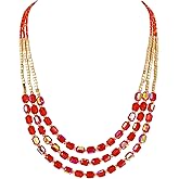 Firstmeet Elegant Layered Glass Bead Necklace Fashionable Retro Jewelry for Women Perfect for Parties Festivals