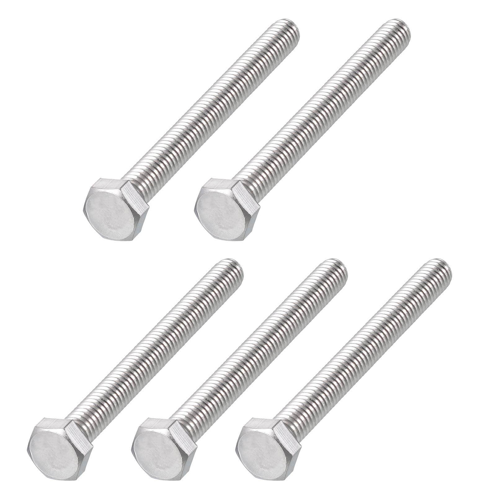 METALLIXITY Hex Head Screw Bolt (5/16-18 x 3-1/2") 5Pcs, 316 Stainless Steel, Fully Threaded, External Hex Drive, Bright Finish, Hex Head Screw Bolt, Silver โ image 1
