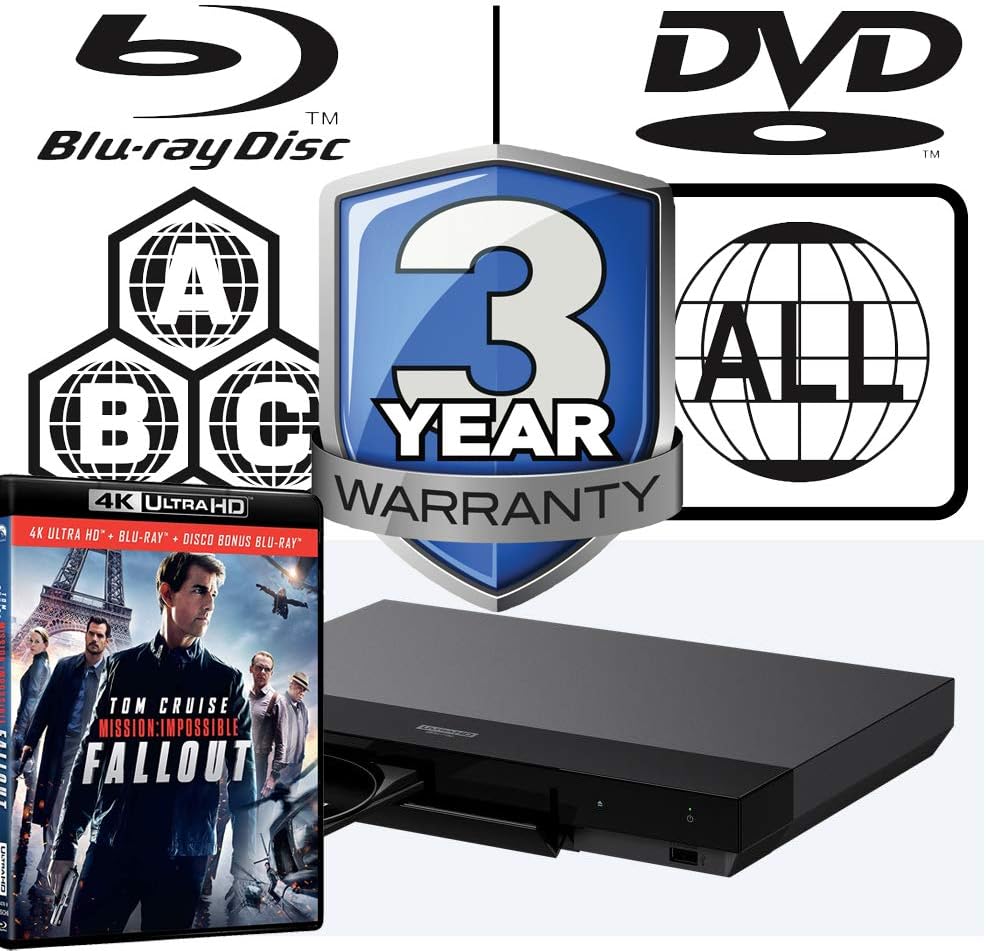 SonyUBP-X700 MULTIREGION Blu-ray Player Bundle with Mission Impossible Fallout Ultra HD 4K Blu-ray Disc