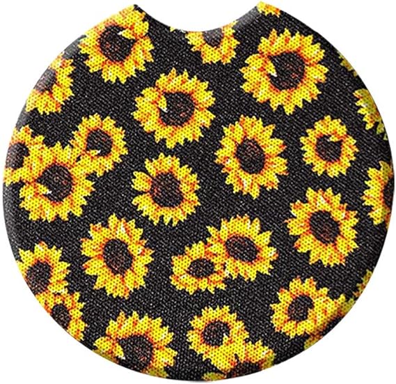 Easytoy 2PC Sunflower Car Coasters Neoprene Coasters for