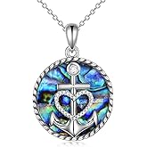 SHEAISRS Moon Sun Star Necklace 925 Sterling Silver Abalone Shell Celestial Jewelry Gift for Women