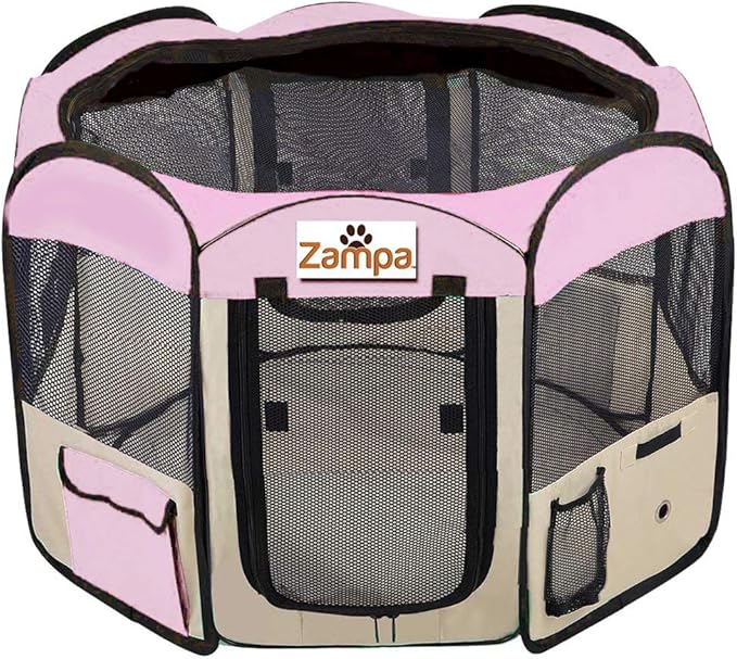 Zampa Portable Foldable Pet playpen Exercise Pen Kennel + Carrying Case