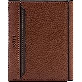 Fossil Men's Wallet, Huntington Leather Trifold Wallet for Men, Medium Brown