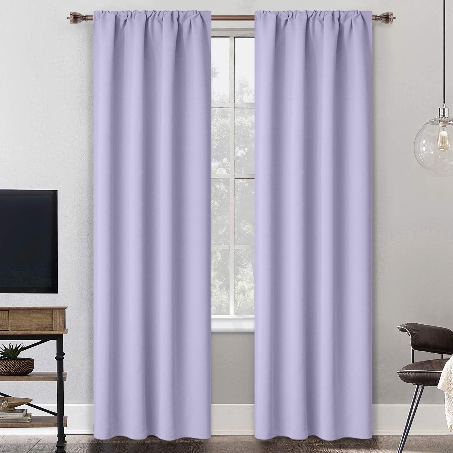 Yakamok Lilac Room Darkening Blackout Curtains Rod Pocket