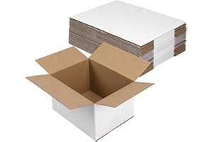 Hoikwo 8x6x5 Shipping Boxes Set of 25, White Corrugated Cardboard Box for Small Business for Packaging Mailing