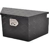 FGJQEFG 26 Inch Aluminum Utility Trailer Tongue Tool Box Wide Utility Trailer Tongue Toolbox RV Storage OrganizerTrailer Storage Tool Box With Lock &amp; Keys Black,5 Bar Tread (26"X13.3"X12")