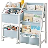 SUOERNUO Kids Bookshelf and Toy Storage 3 Tier Toddler Bookshelf Baby Bookcase Montessori Toy Organizer for Kids Room Nursery Playroom Bedroom