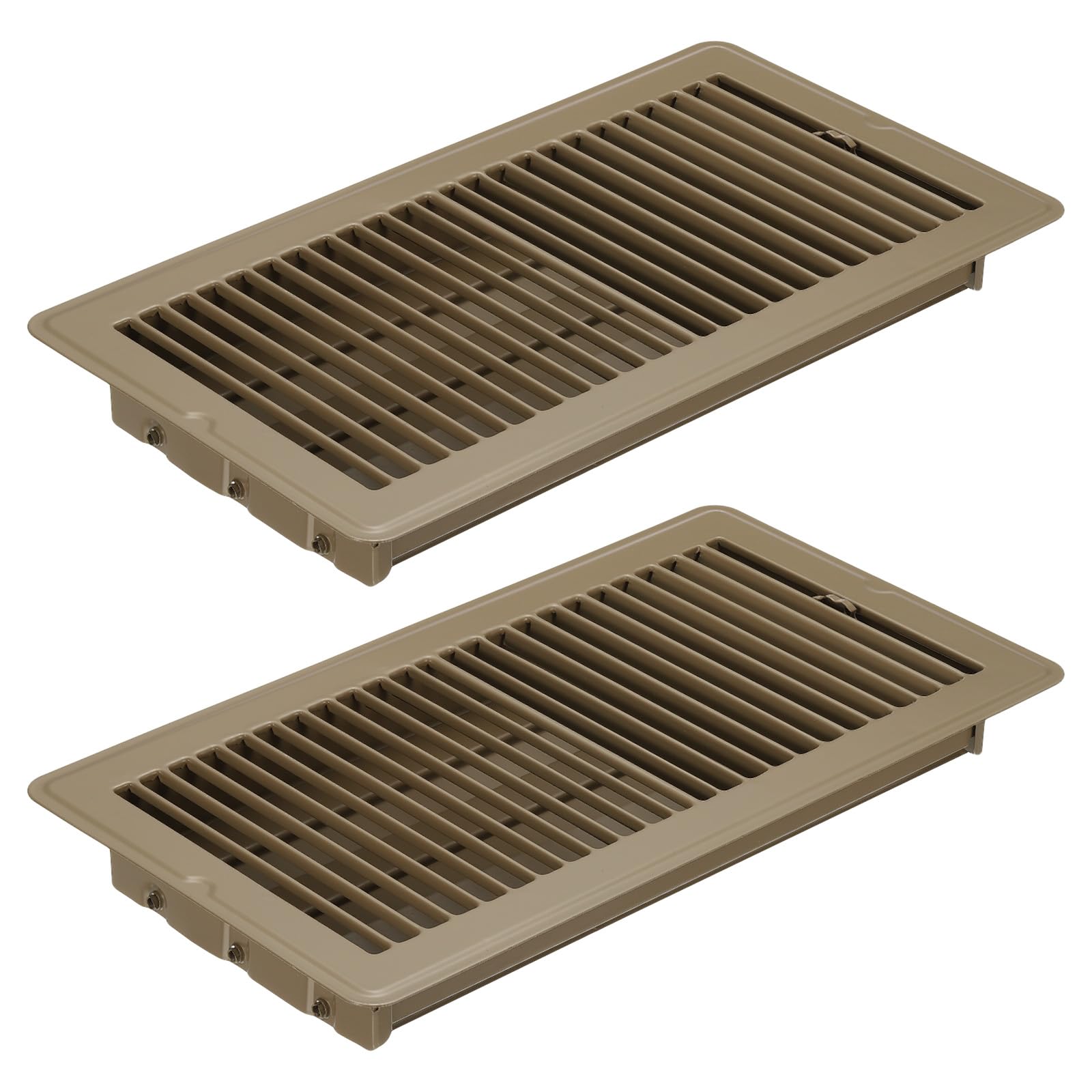 PATIKIL 12 x 6 Inch Floor Register, 2pcs Heavy Duty Air Vent Cover Steel Adjustable Decor Vents Easy Adjust Floor Grates for Sidewall Home Office, Brown