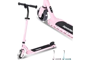 AERO MOBILITY Aero iSporter Kids Electric Scooter | Hand Acceleraor & LED Lights | Electric scooters for Boys Girls Ages 6-12 | Rubber Deck Mat, Battery Indicator& Adjustable Heights