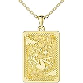 HOTIE Christmas Gifts Tarot Card Necklace for Women 925 Sterling Silver The Moon Star Fool Strength Lovers Tarot Necklace Spiritual Jewelry Christmas Necklace for Her