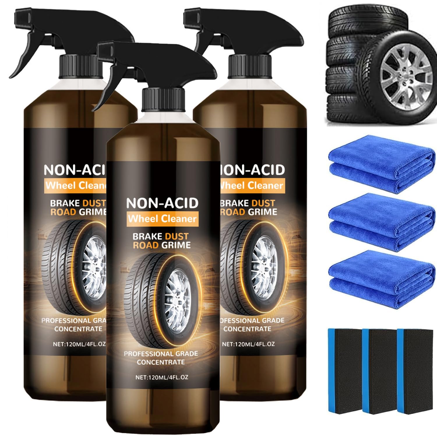 Photo 1 of 3 Pcs Wheel Cleaner, Wheelblaze Tire Cleaner Versatile and Powerful Rust Converter Car Detailing Kit, Turn Filthy Wheels into Instant Shine for Safe On Most Rim Finishes